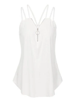 White 1930s Hollow Double Straps Top