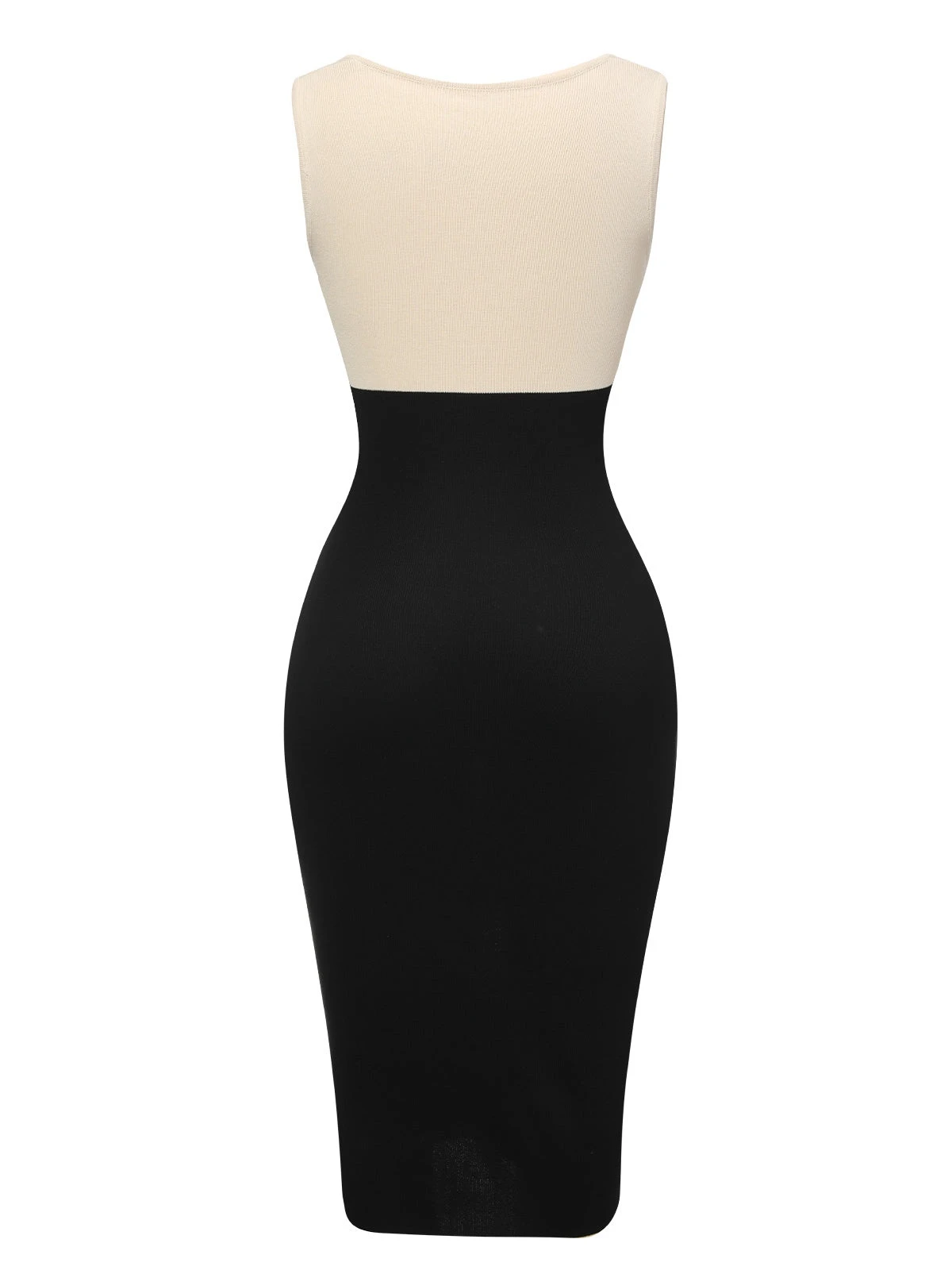 Black & White 1960s Sweetheart Neck Patchwork Knit Dress - Image 3