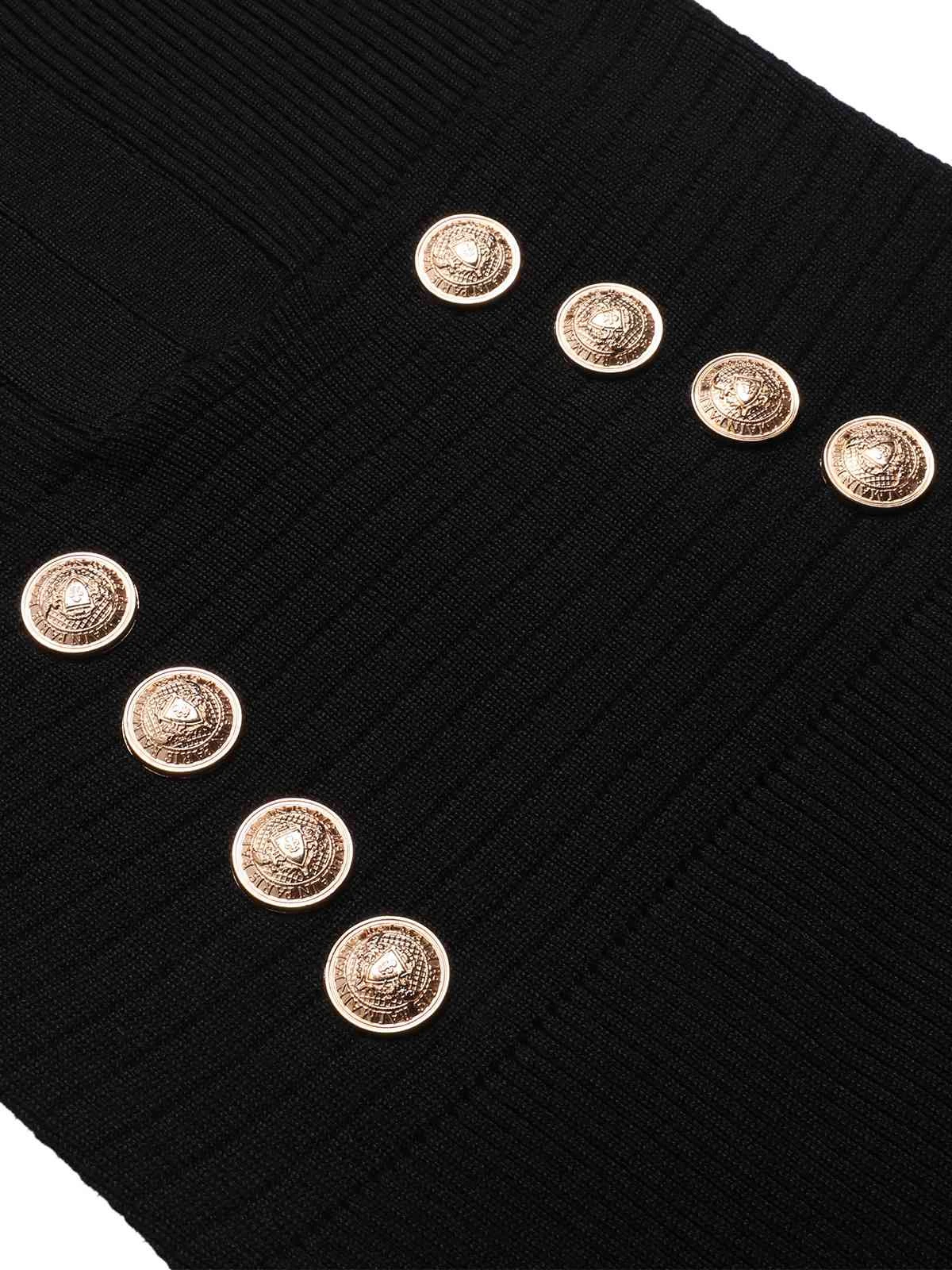 Black 1960s Solid V-Neck Buttons Dress - Image 4