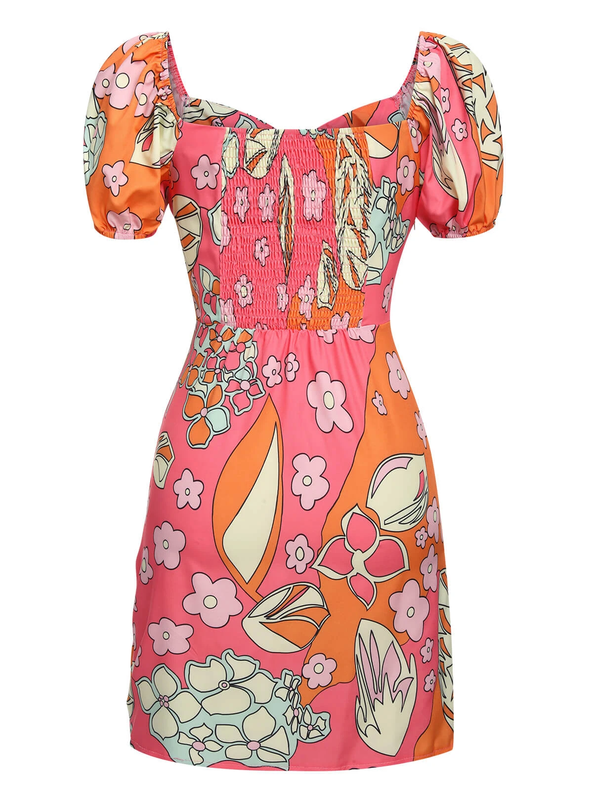Multicolor 1960s Cartoon Floral Tulip Hem Dress - Image 3