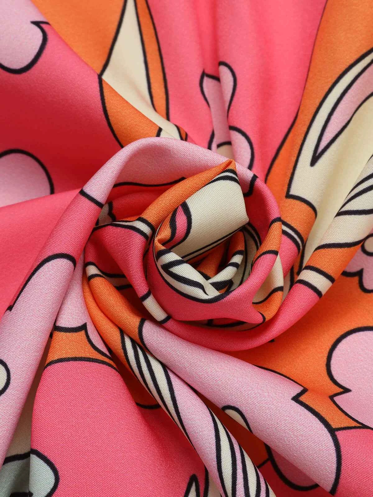 Multicolor 1960s Cartoon Floral Tulip Hem Dress - Image 4