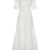 White 1940s Flare Sleeve Lace Dress