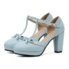 Retro Bow T-Strap High Heels Shoes