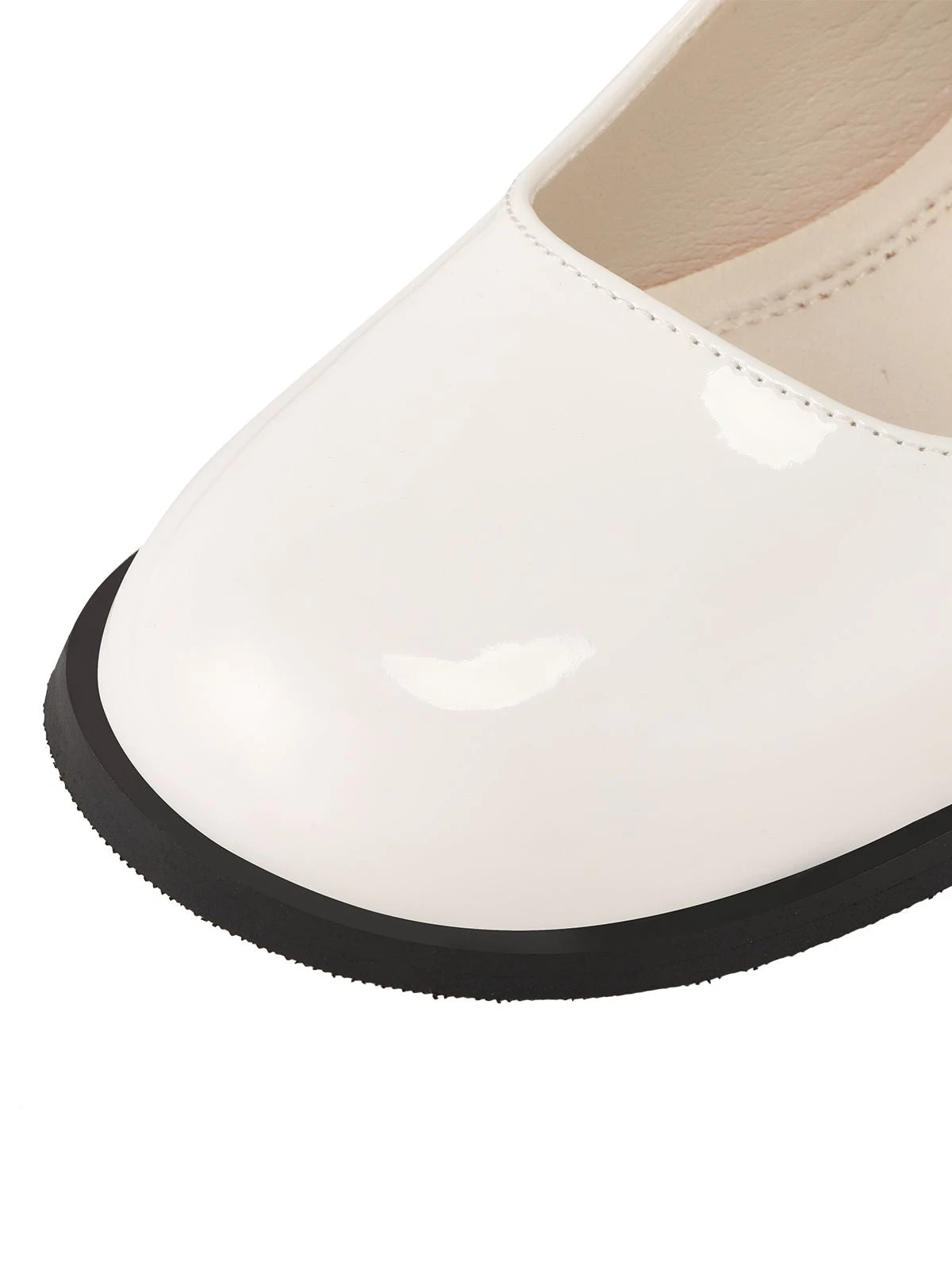 White Retro Strap Chunky High Heels - Image 3