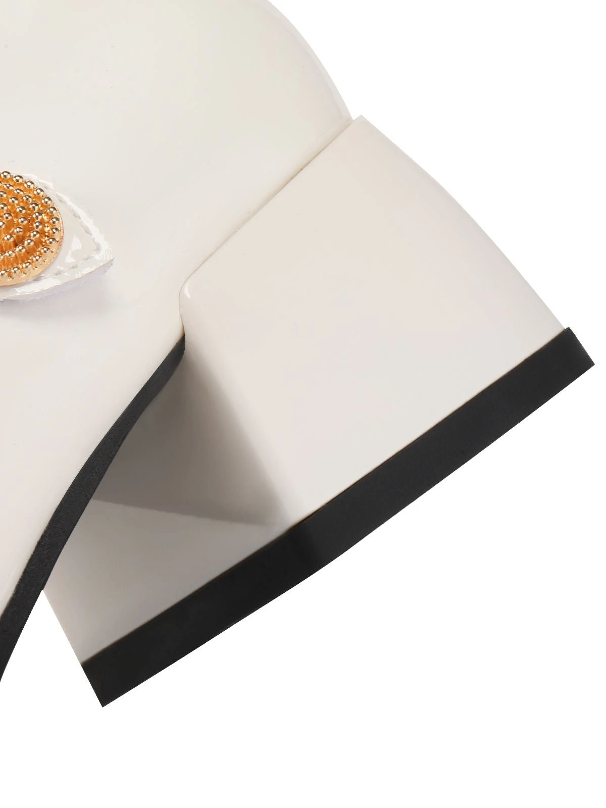 White Retro Strap Chunky High Heels - Image 4