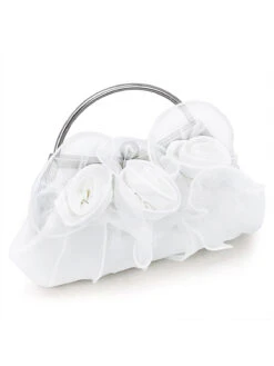 Vintage White Rose Silk Gauze Handbag