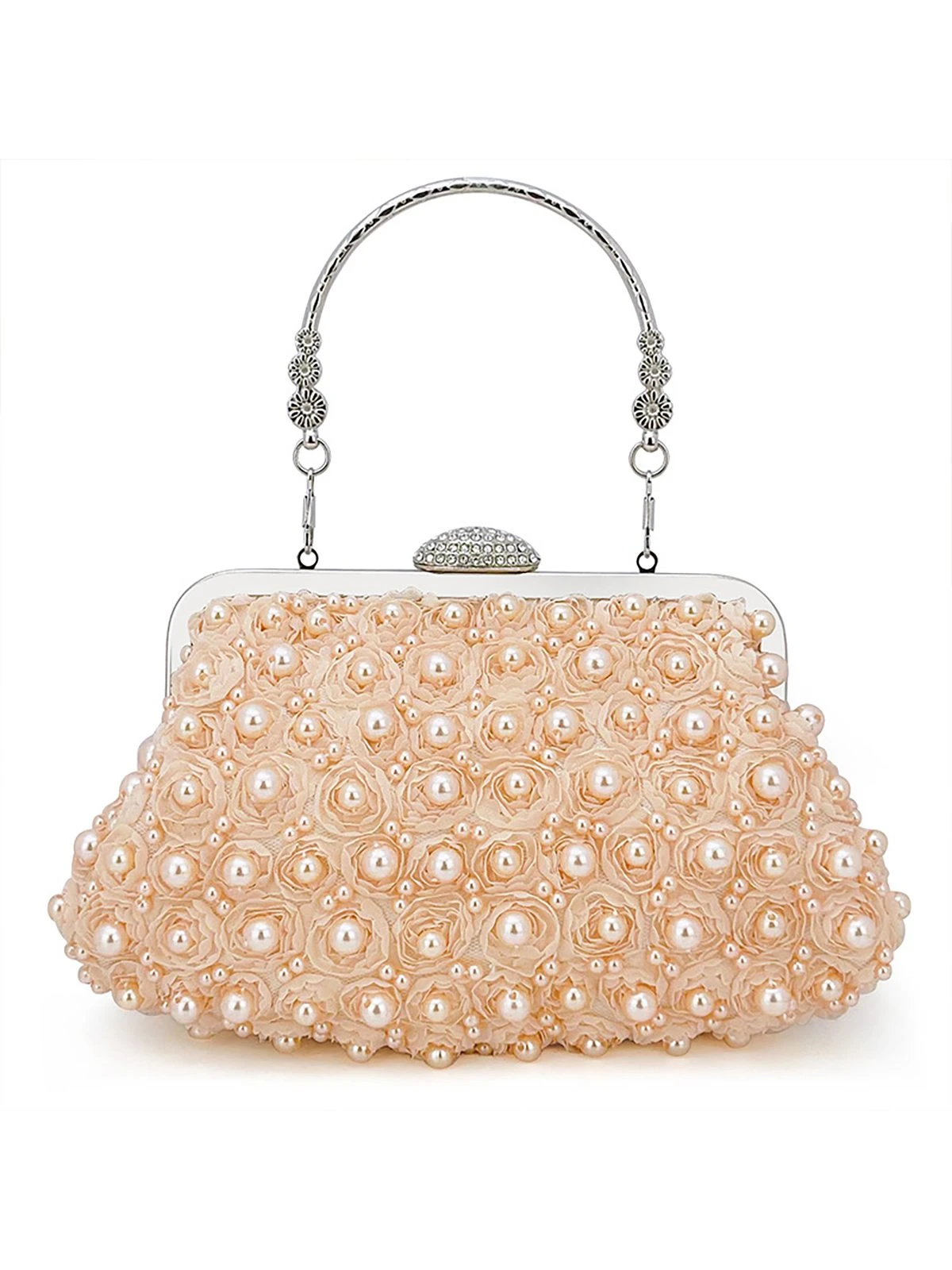 Vintage Pearl & 3D Flower Tote Bag - Image 2