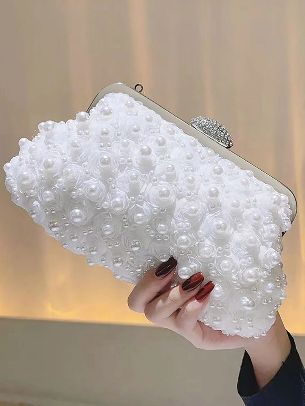 Vintage Pearl & 3D Flower Tote Bag - Image 7