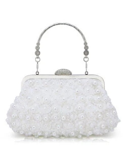 Vintage Pearl & 3D Flower Tote Bag