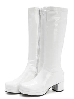 Retro Shiny Patent Leather Thigh-High Boots