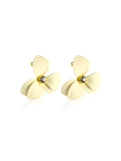 Retro Yellow Flower Rhinestone Stud Earrings
