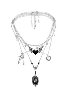 Black Gothic Metallic Halloween Necklace