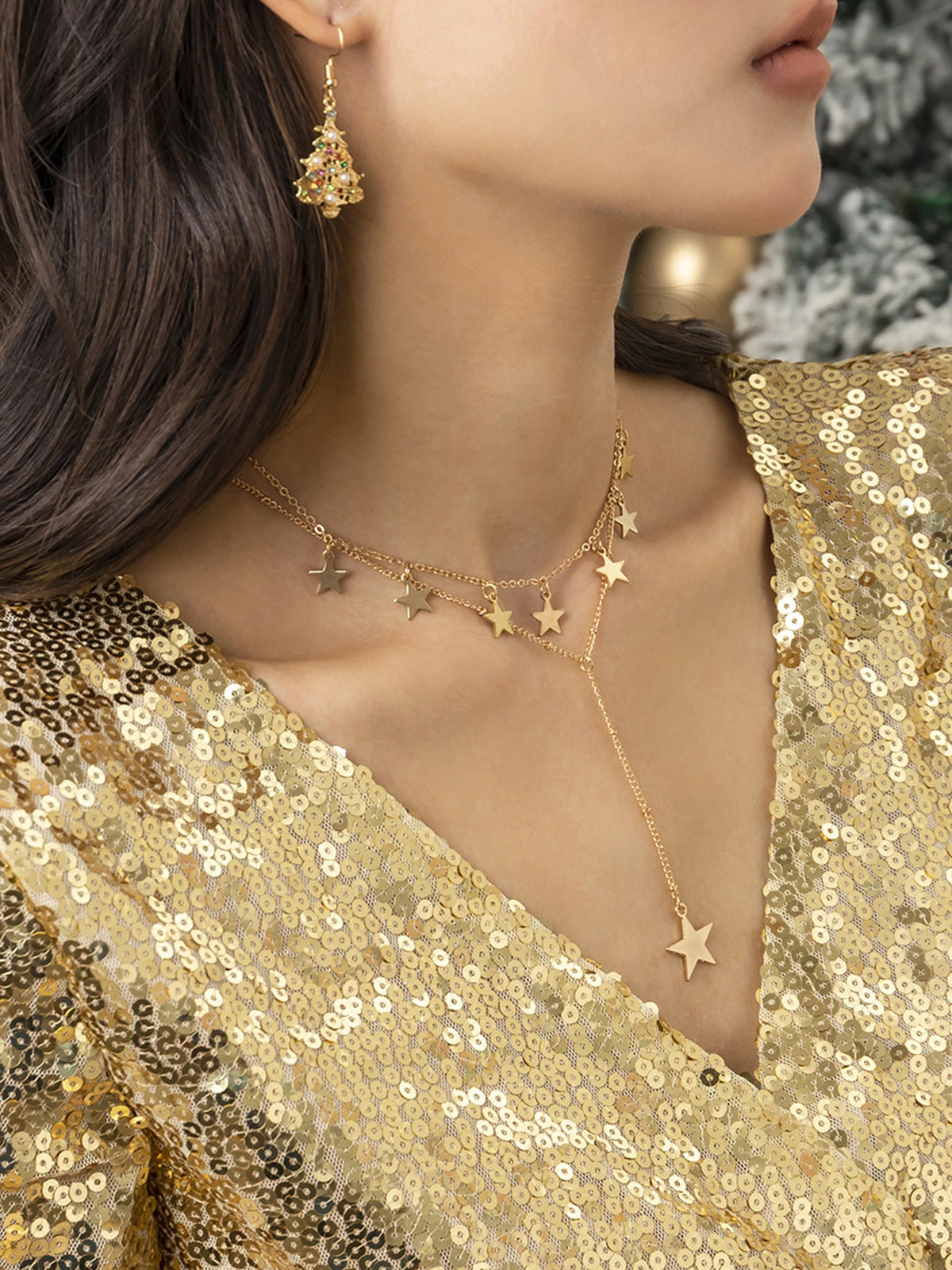 Christmas Simple Alloy Star Long Necklace - Image 4