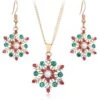 Christmas Alloy Diamond Snowflake Necklace Earring Set