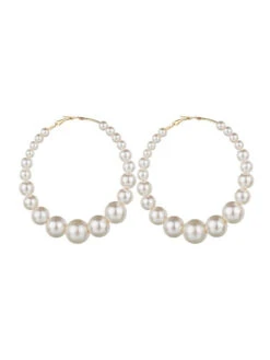 Pearl Large Hoop Vintage Earrings