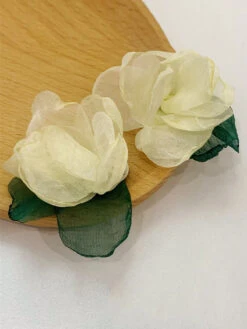 Retro Chiffon 3D Flower Stud Earrings