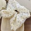 White Polka Dot Lace Square Hair Scrunchie