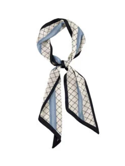 Blue Vintage Colored Line Check Satin Scarf