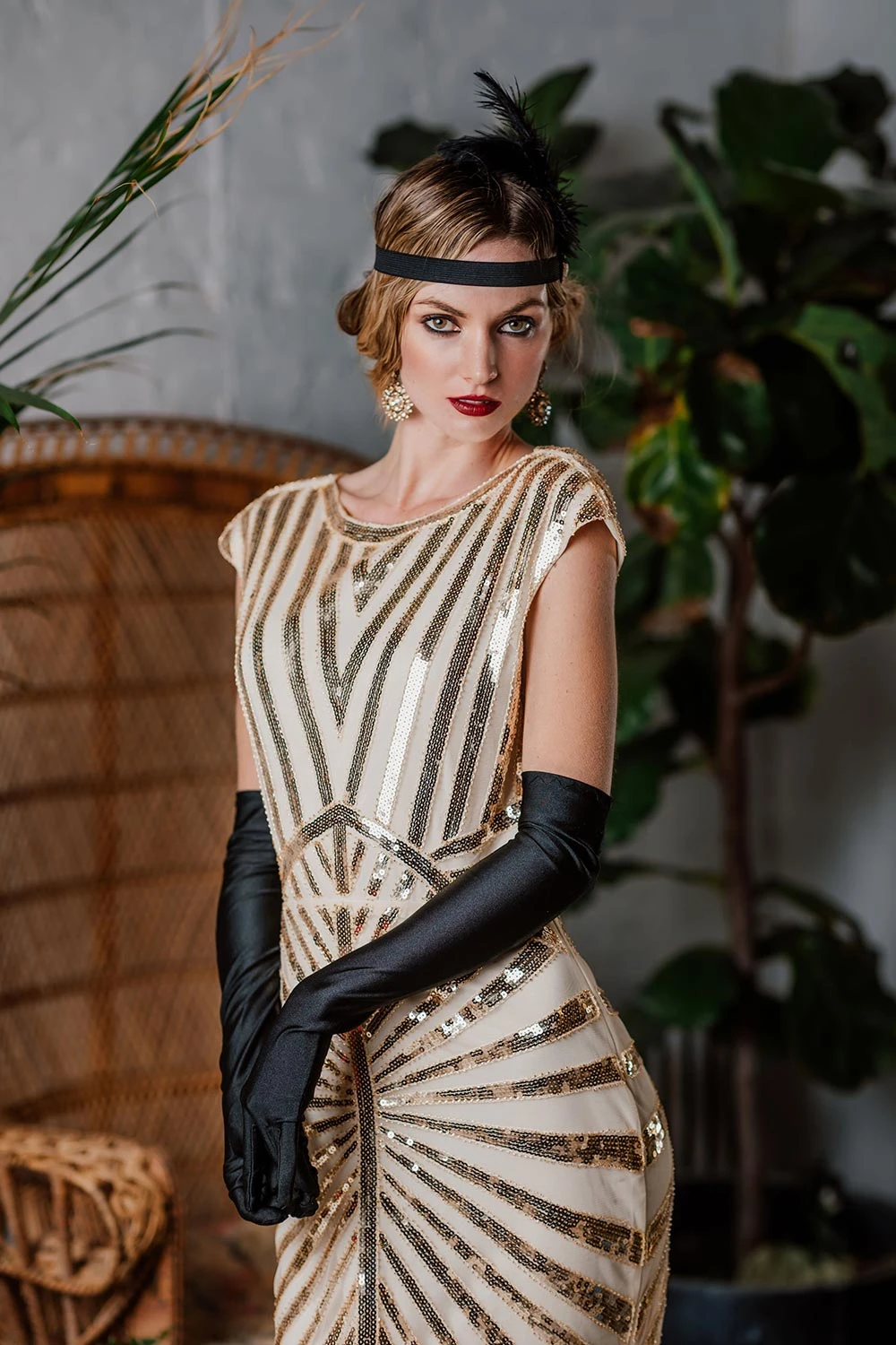 1920s Sequin Art Deco Maxi Dress - Image 4