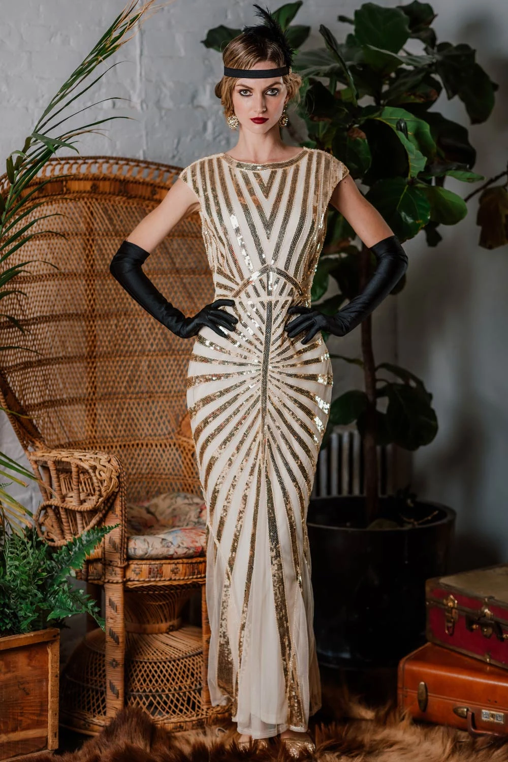 1920s Sequin Art Deco Maxi Dress - Image 2