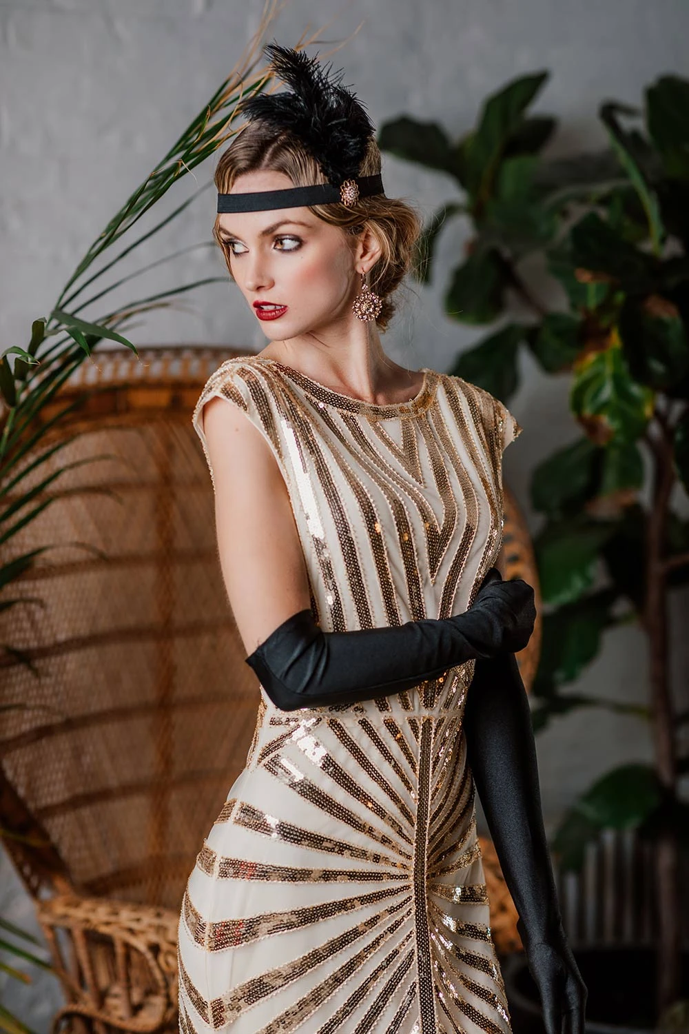1920s Sequin Art Deco Maxi Dress - Image 5