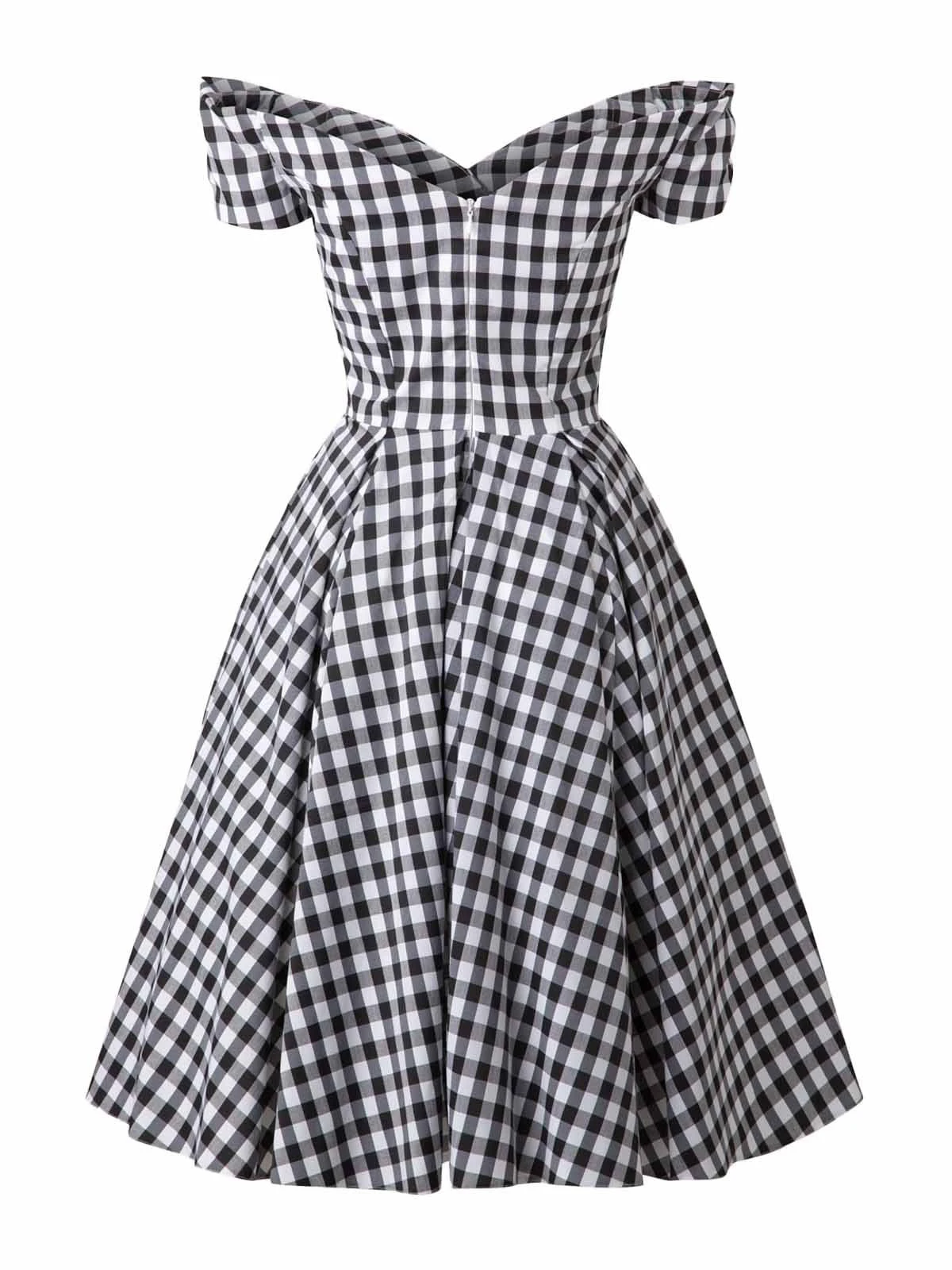 Black 1950s Plaid Swing Dress - Image 2