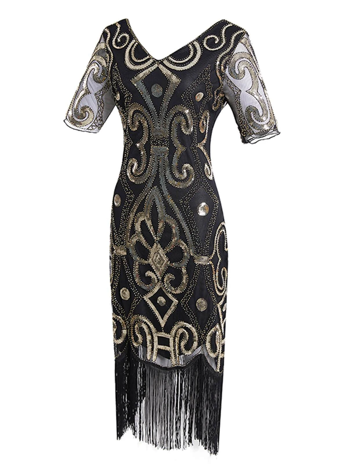 1920s Sequin Fringed Gatsby Dress - Image 2