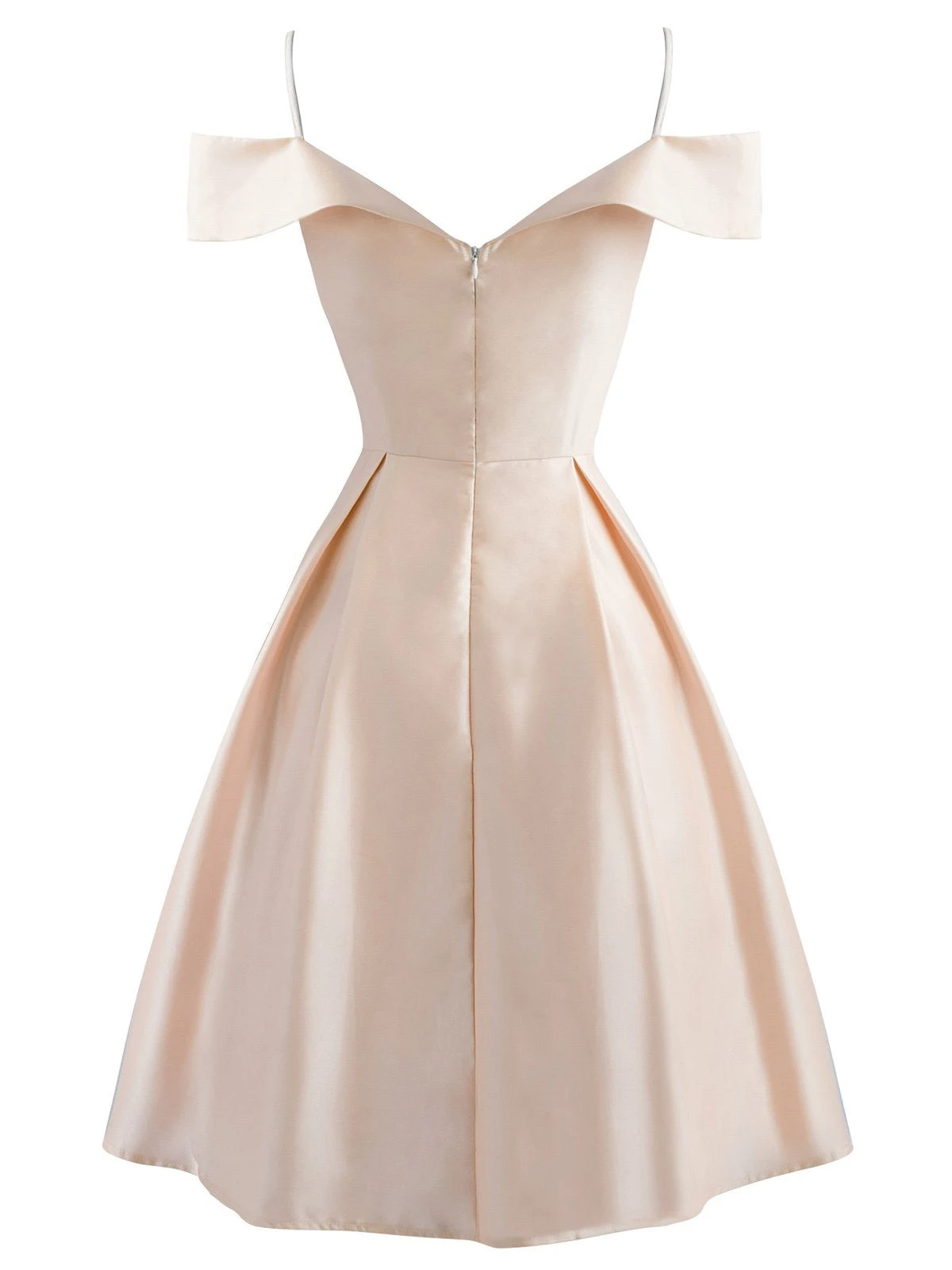 1950s Cold Shoulder Satin Bow Dress - Image 4