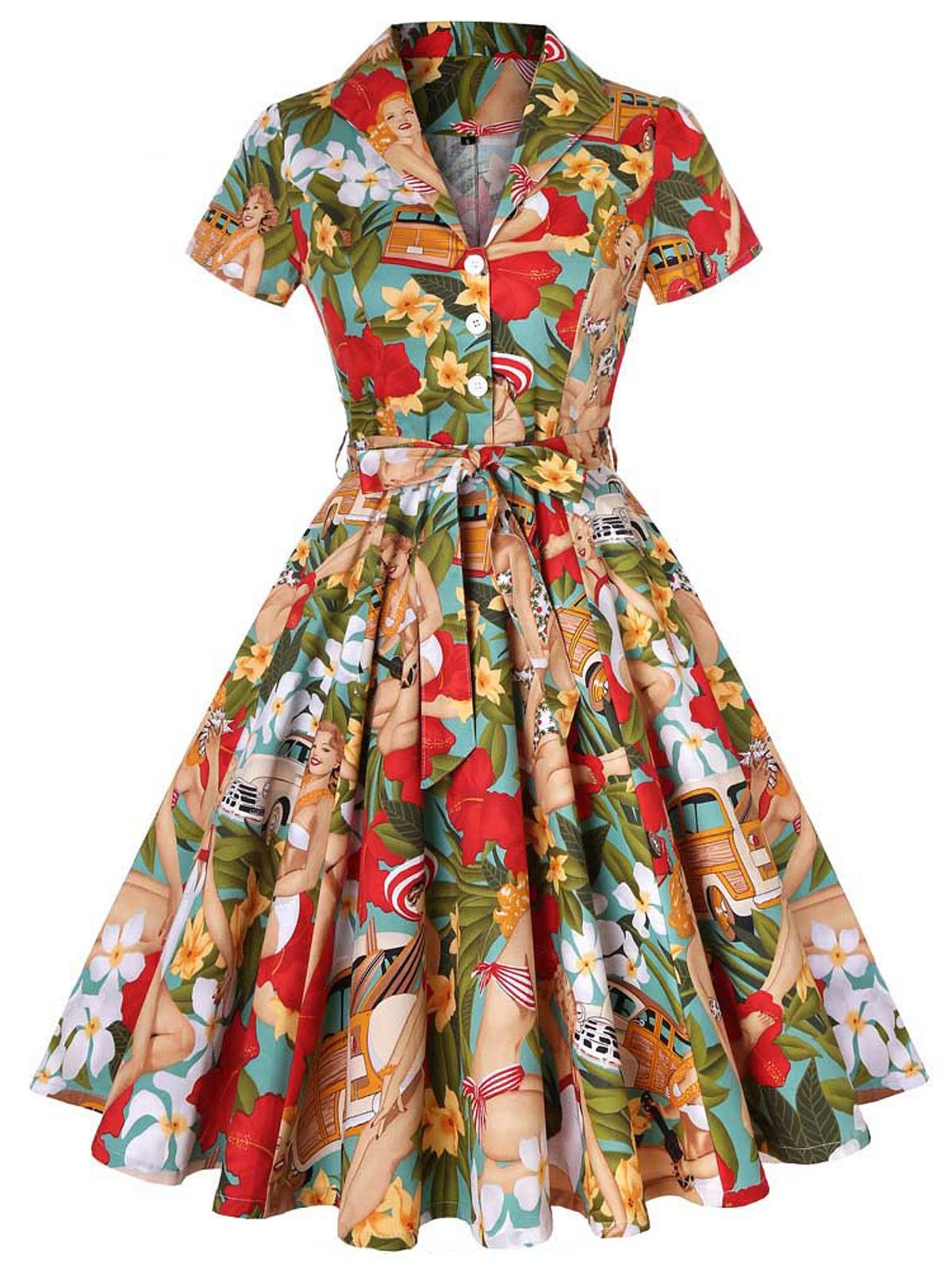 1950s Bikini Girls Swing Dress - Image 2