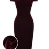 Wine Red 1960s Velvet Bodycon Vintage Dress