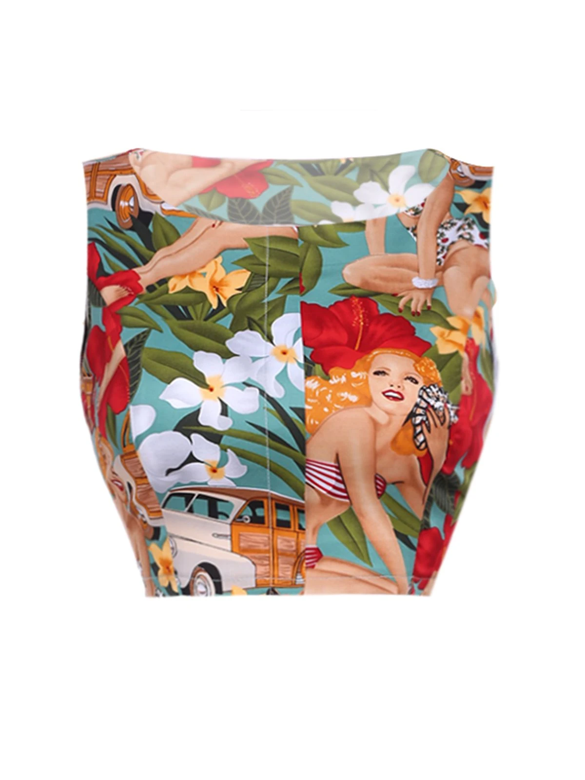 2PCS 1960s Retro Lady Crop Top & Pencil Skirt - Image 4