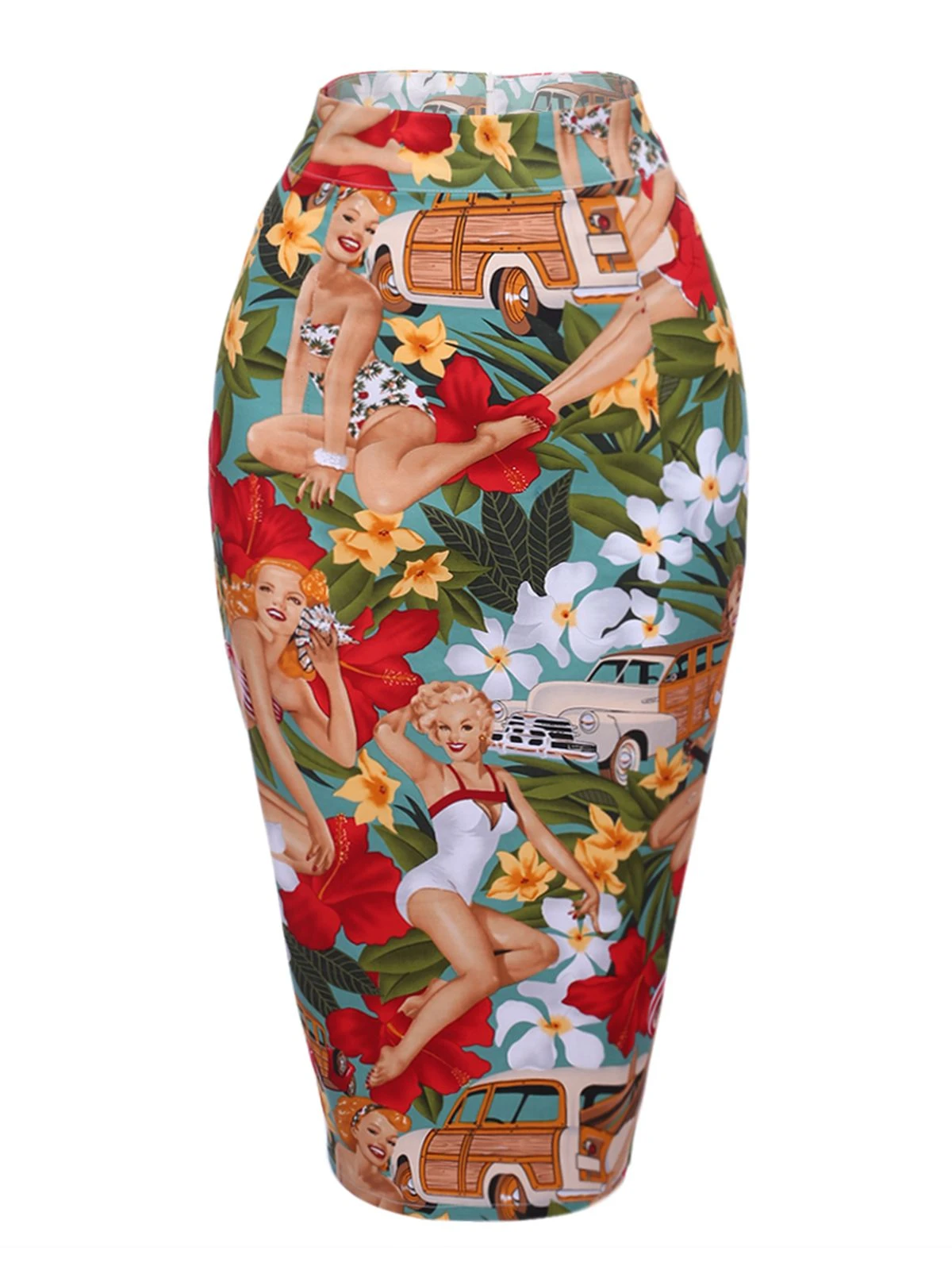 2PCS 1960s Retro Lady Crop Top & Pencil Skirt - Image 7