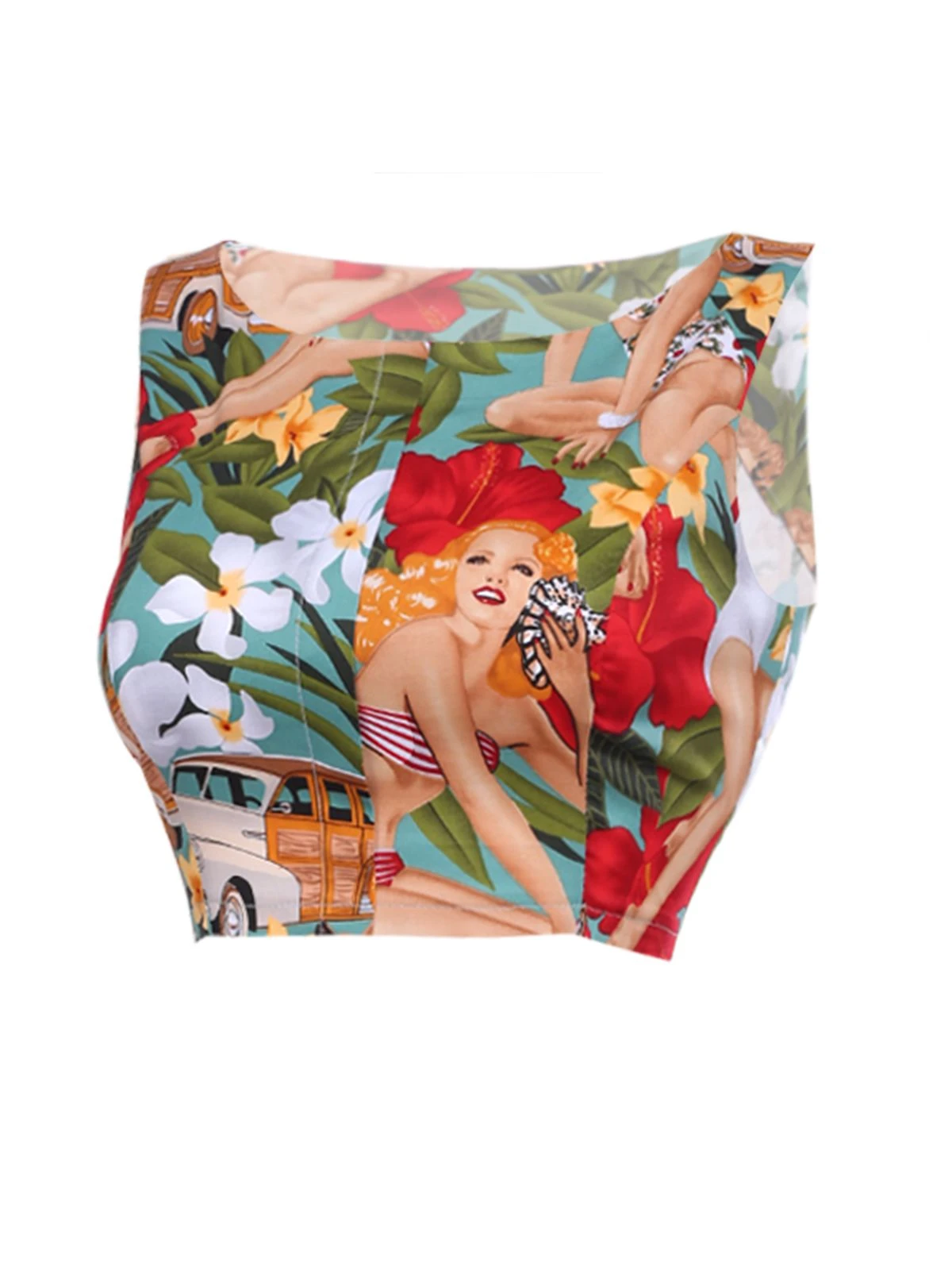 2PCS 1960s Retro Lady Crop Top & Pencil Skirt - Image 5