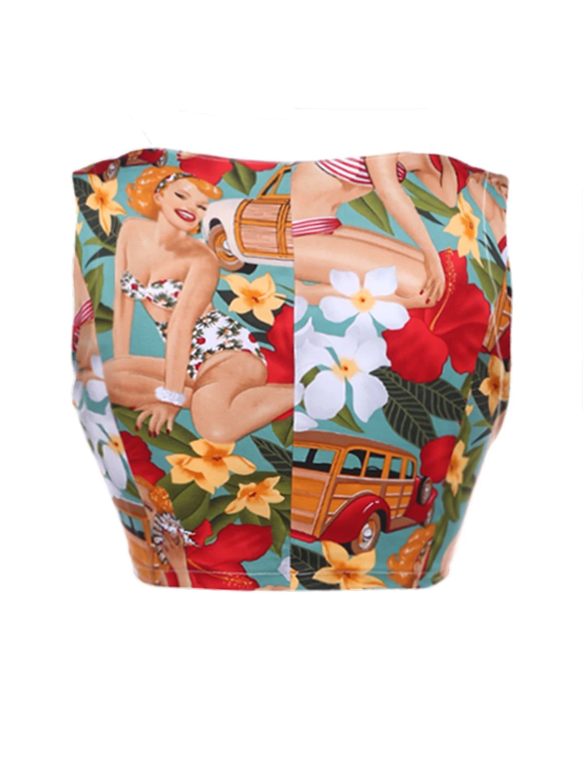 2PCS 1960s Retro Lady Crop Top & Pencil Skirt - Image 6