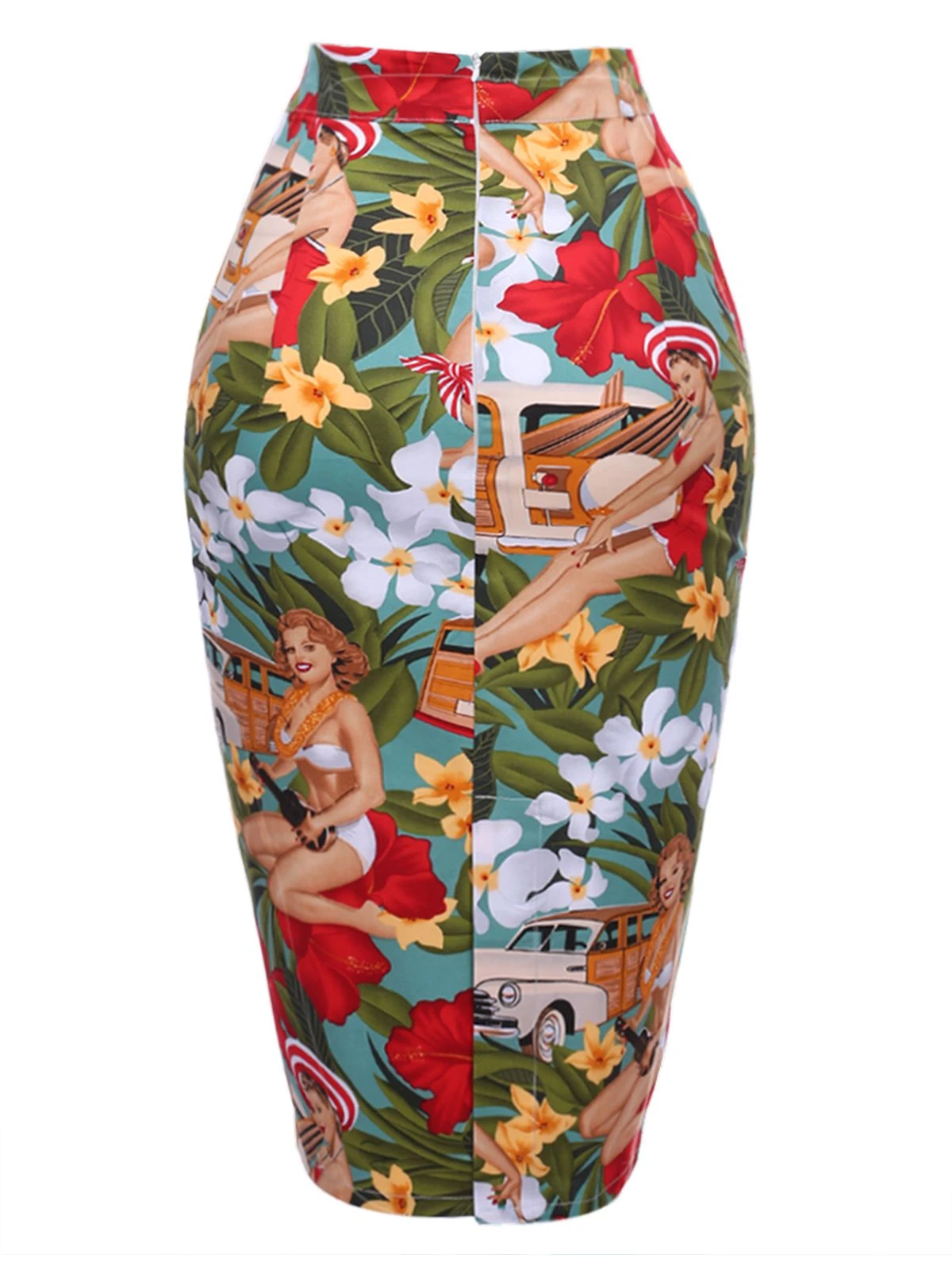 2PCS 1960s Retro Lady Crop Top & Pencil Skirt - Image 9