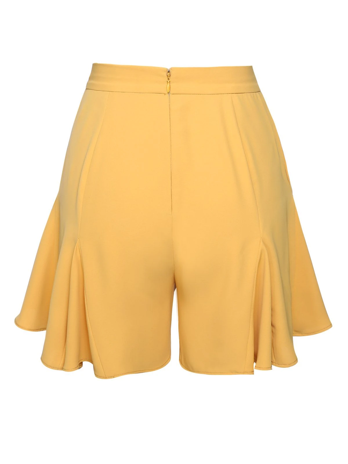 Yellow 1950s Ruffled Pockets Shorts - Image 3