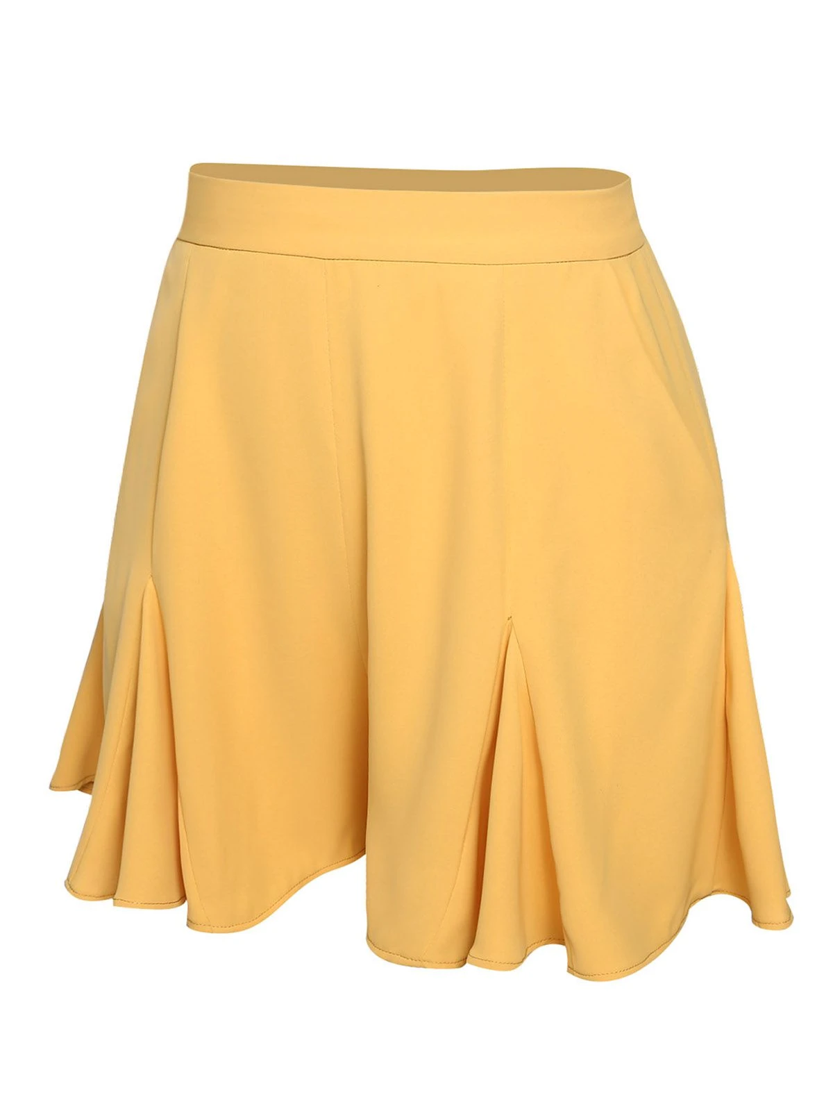 Yellow 1950s Ruffled Pockets Shorts - Image 2