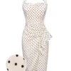 Ivory 1960s Polka Dot Halter Pencil Dress