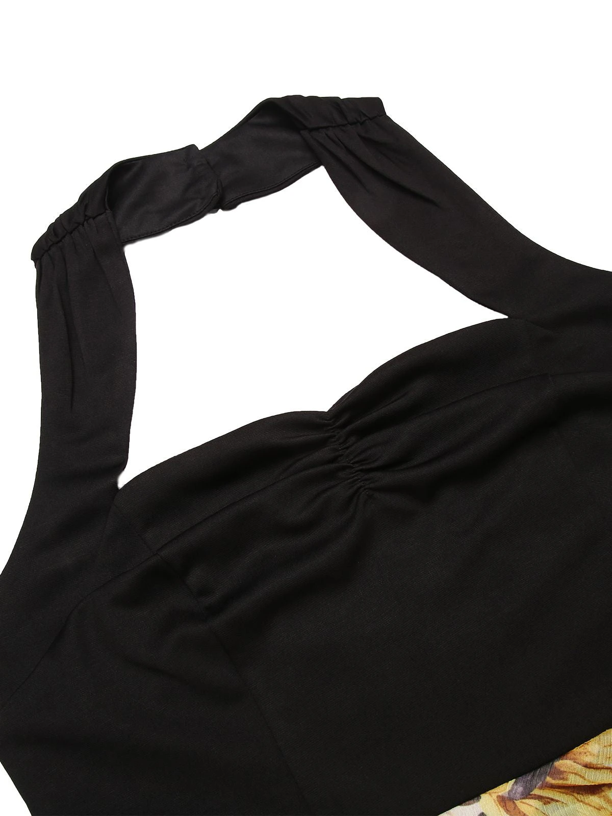 Black 1960s Halter Sunflower Pencil Dress - Image 5