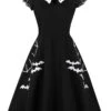 [Plus Size] Black 1950s Bat Swing Dress