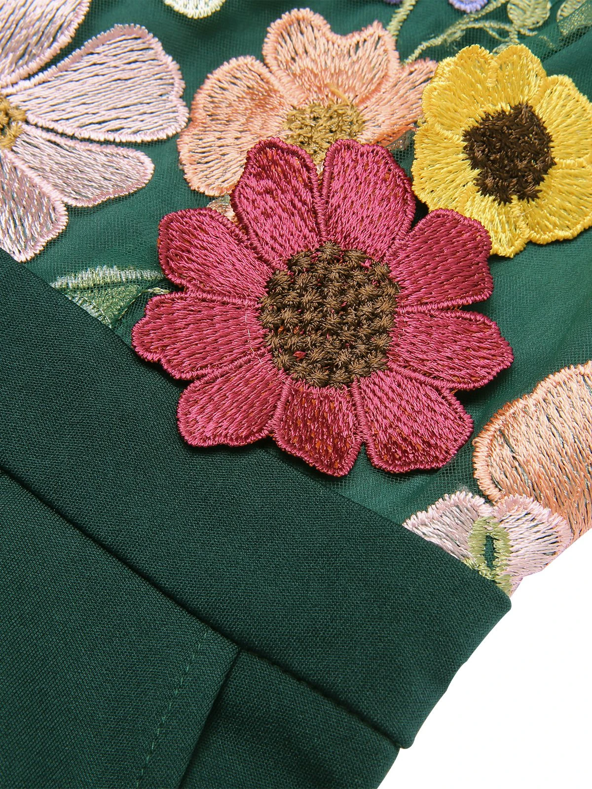 Green 1930s 3D Floral Strap Patchwork Jumpsuit - Image 6