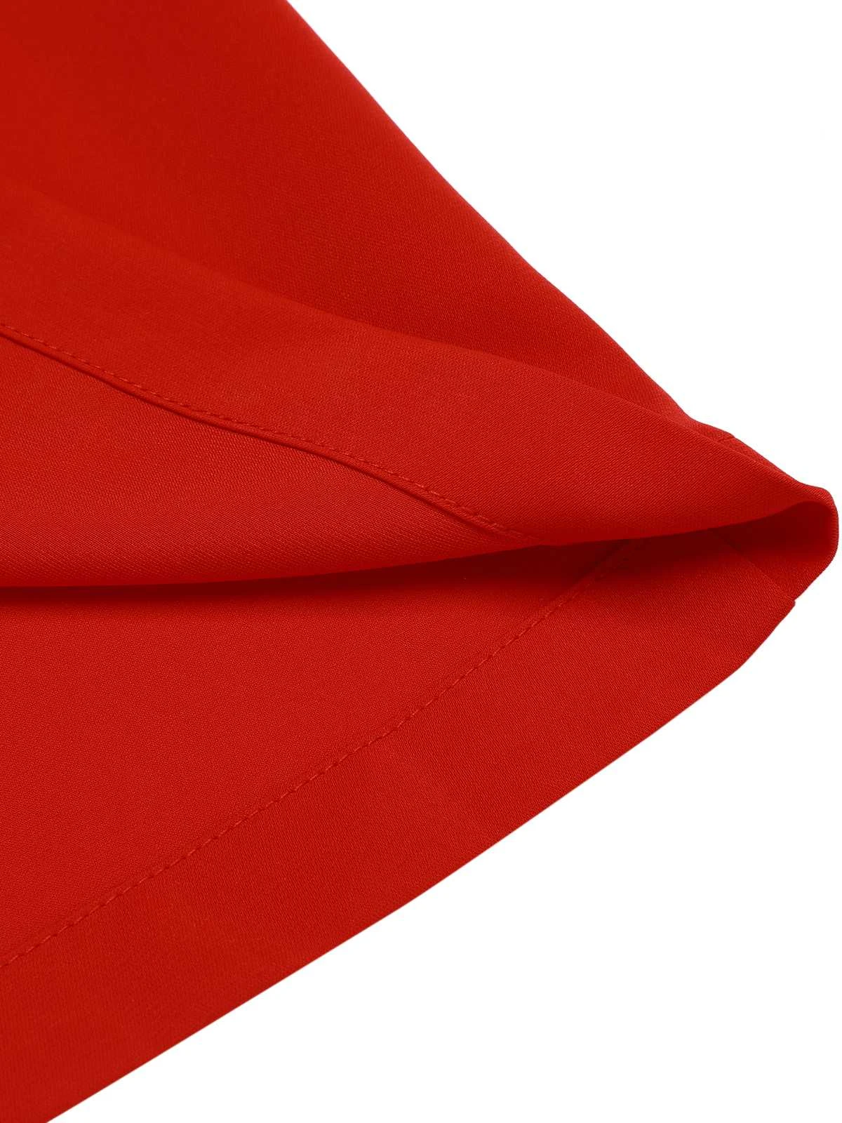 Red 1950s Cherry V-Neck Halter Lace-Up Romper - Image 7