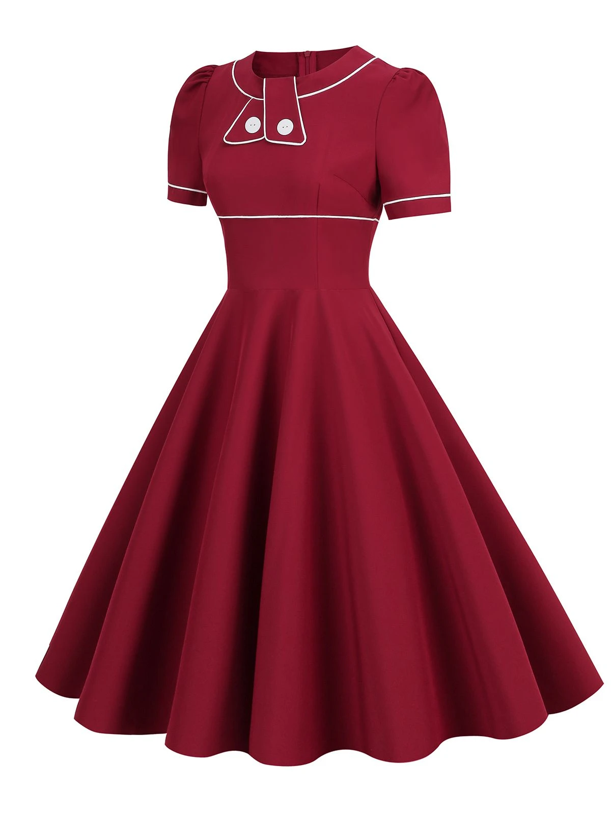 1950s Patchwork Button Swing Vintage Dress - Image 11