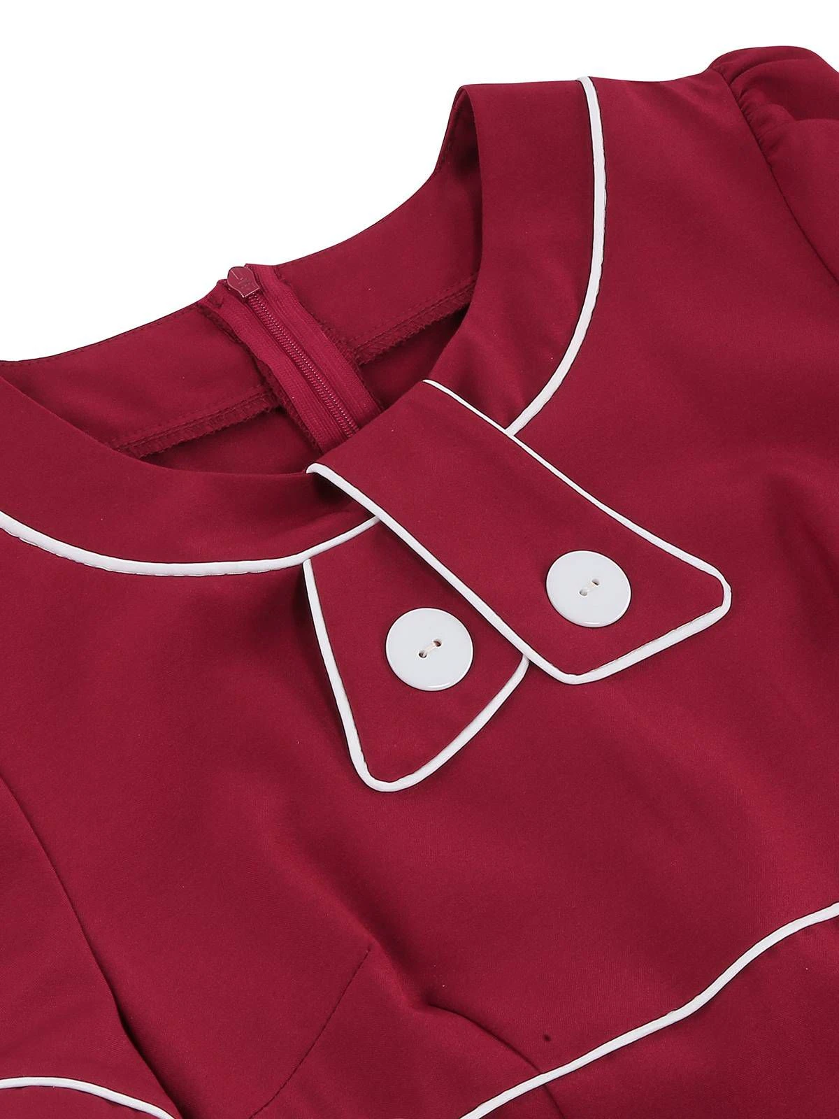 1950s Patchwork Button Swing Vintage Dress - Image 12