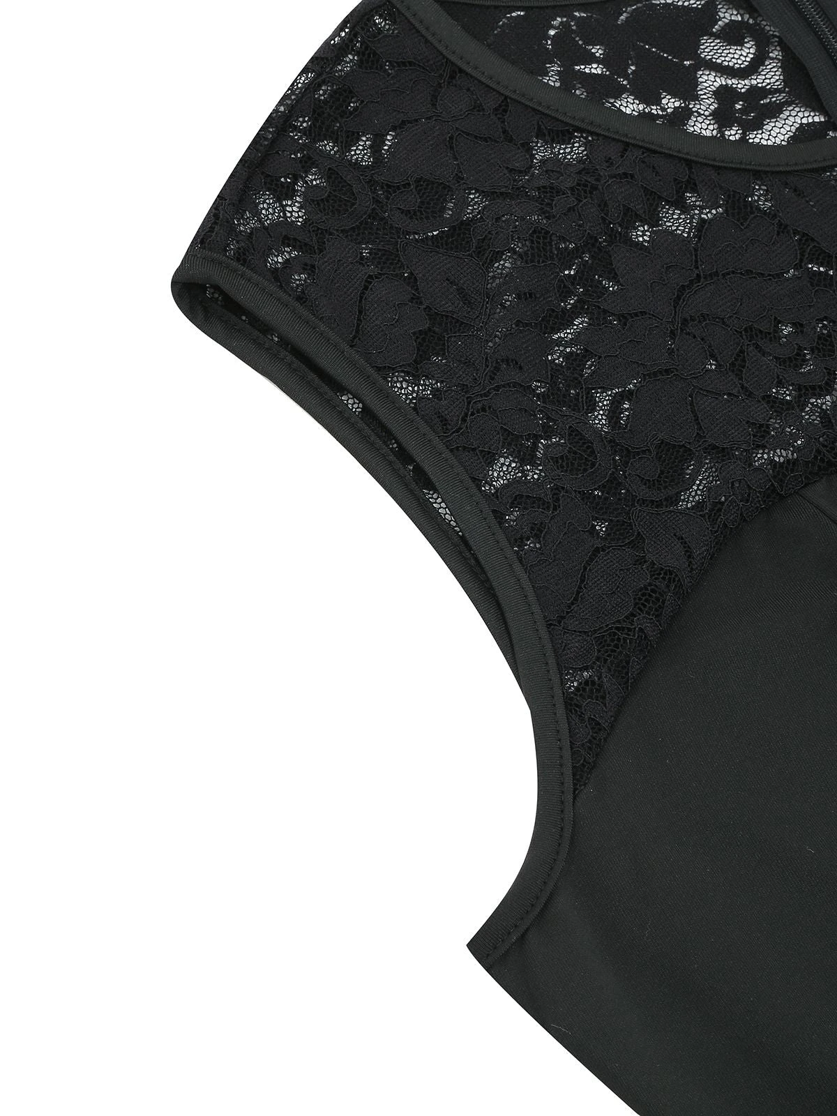 Blue 1950s Halloween Lace Patchwork Dress - Image 4