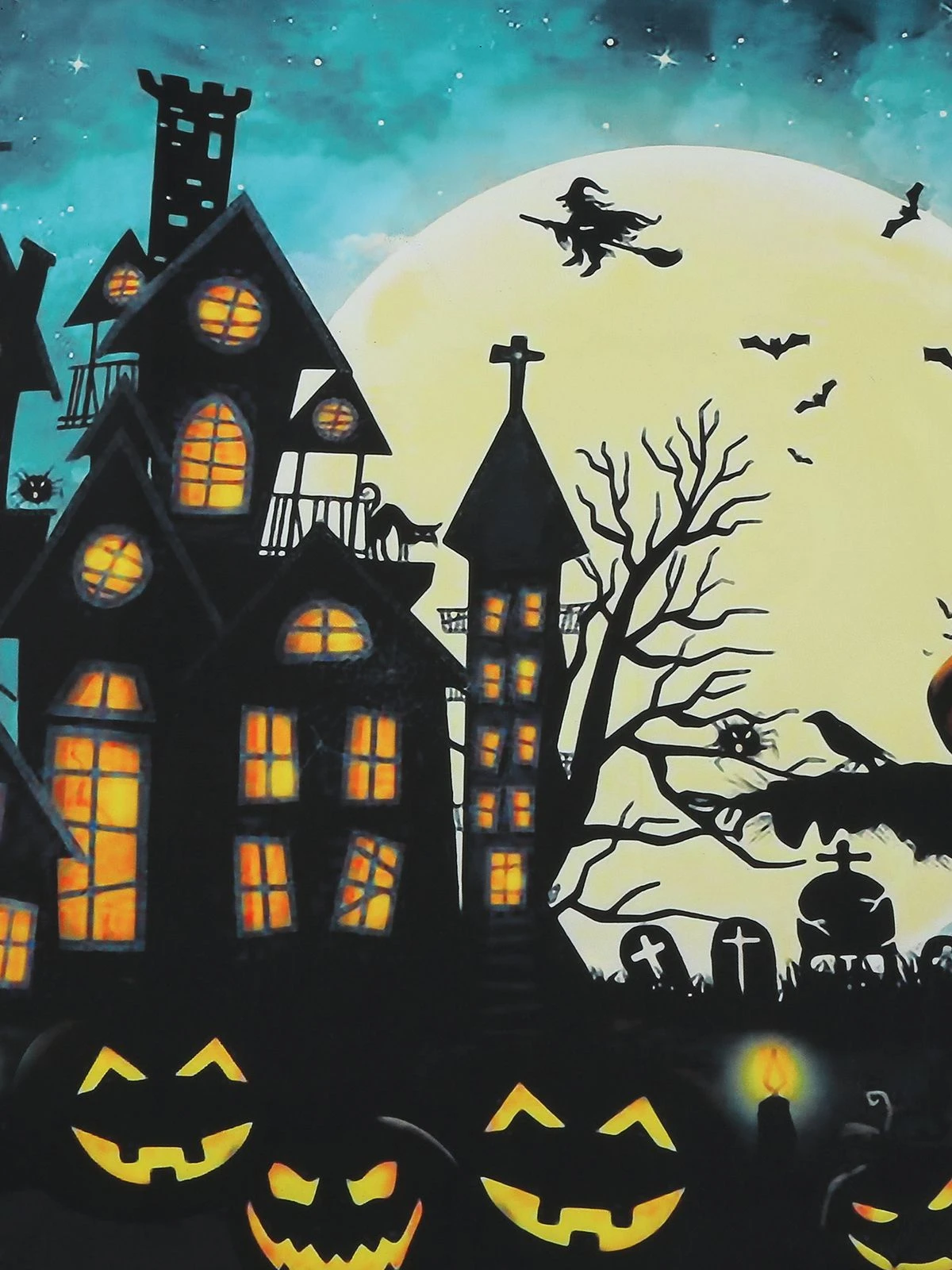 Blue 1950s Halloween Lace Patchwork Dress - Image 5