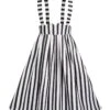 Black & White 1950s Stripes Suspender Skirt