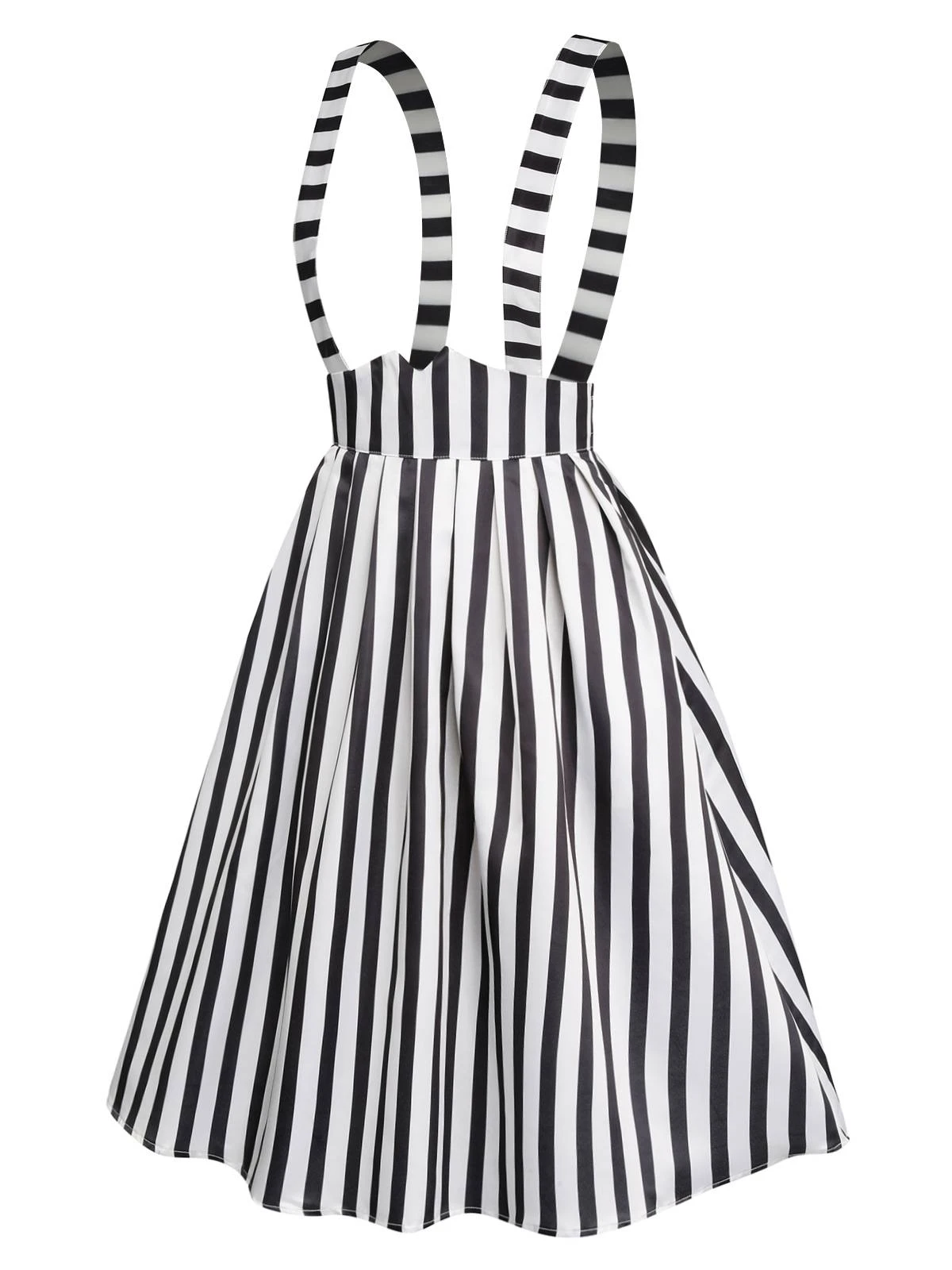 Black & White 1950s Stripes Suspender Skirt - Image 2