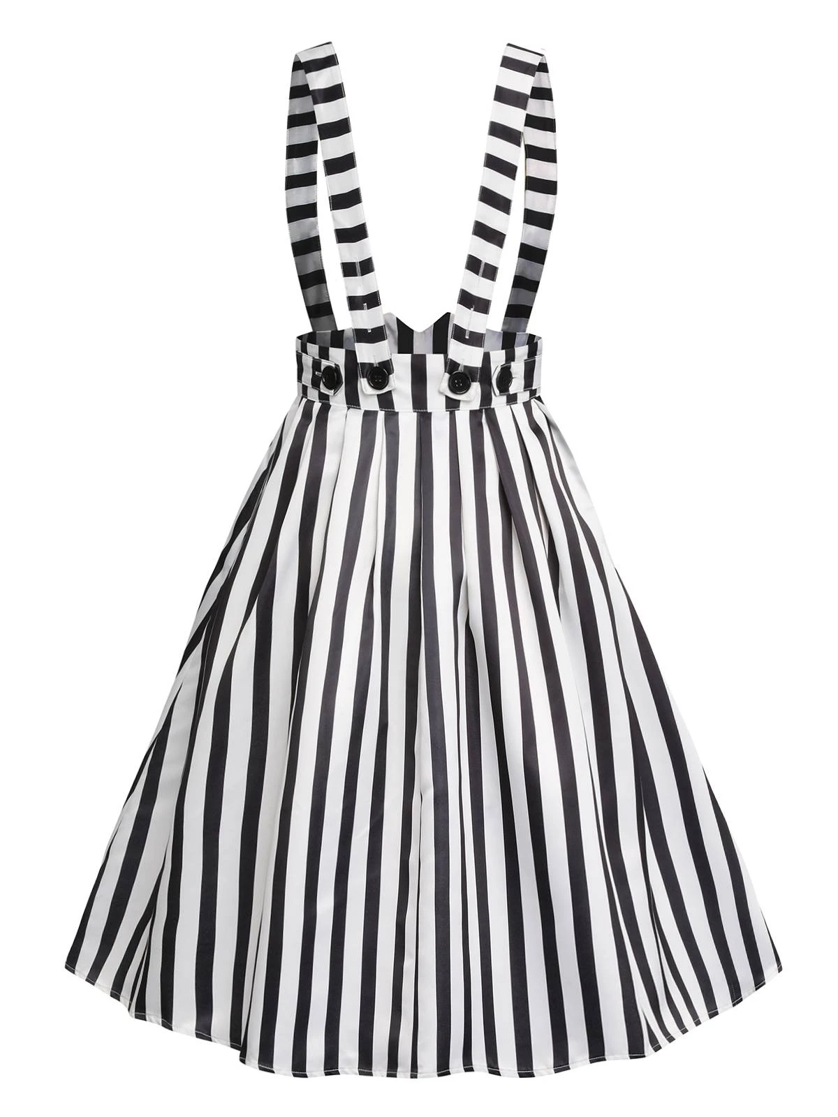 Black & White 1950s Stripes Suspender Skirt - Image 3