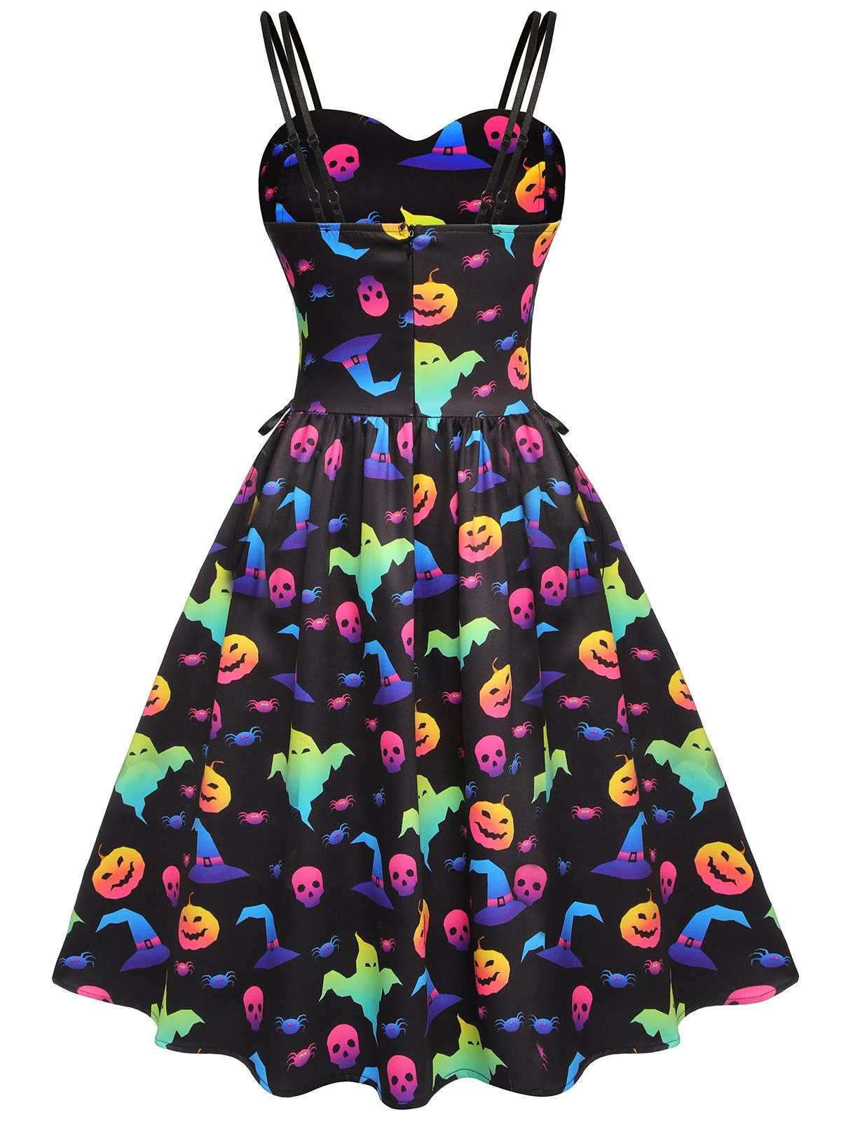 1950s Halloween Colorful Print Strap Dress - Image 4